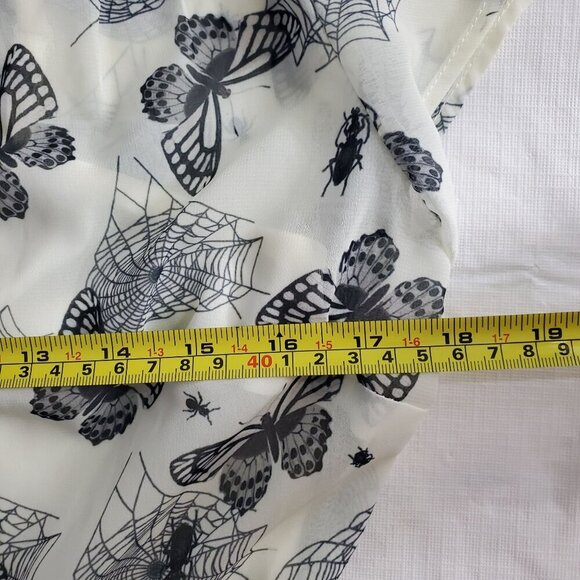 Hell Bunny White Black Fit & Flare Dress Spiderweb Butterflies Sz SM (C-8) - Picture 13 of 14